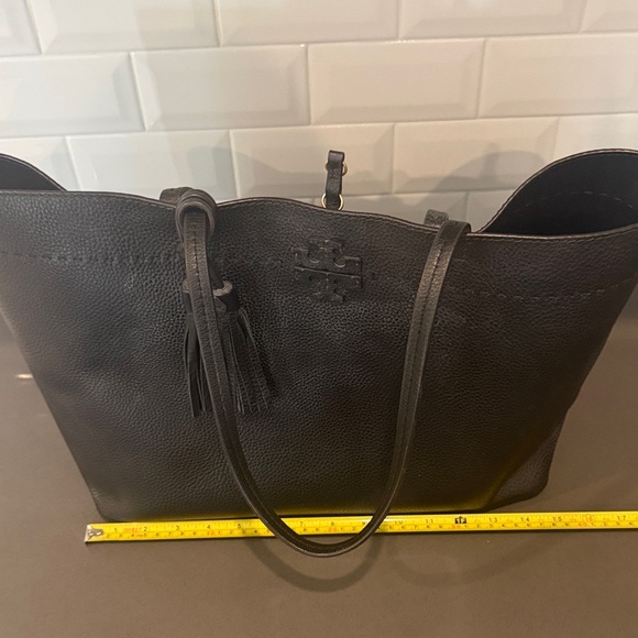 Tory Burch Black Pebbled Leather Tote - Picture 7 of 16